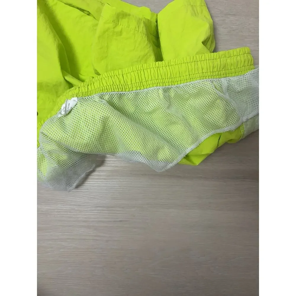 Men’s XL Neon Lime Green Swim Trunks Mesh Lined Drawstring Pockets